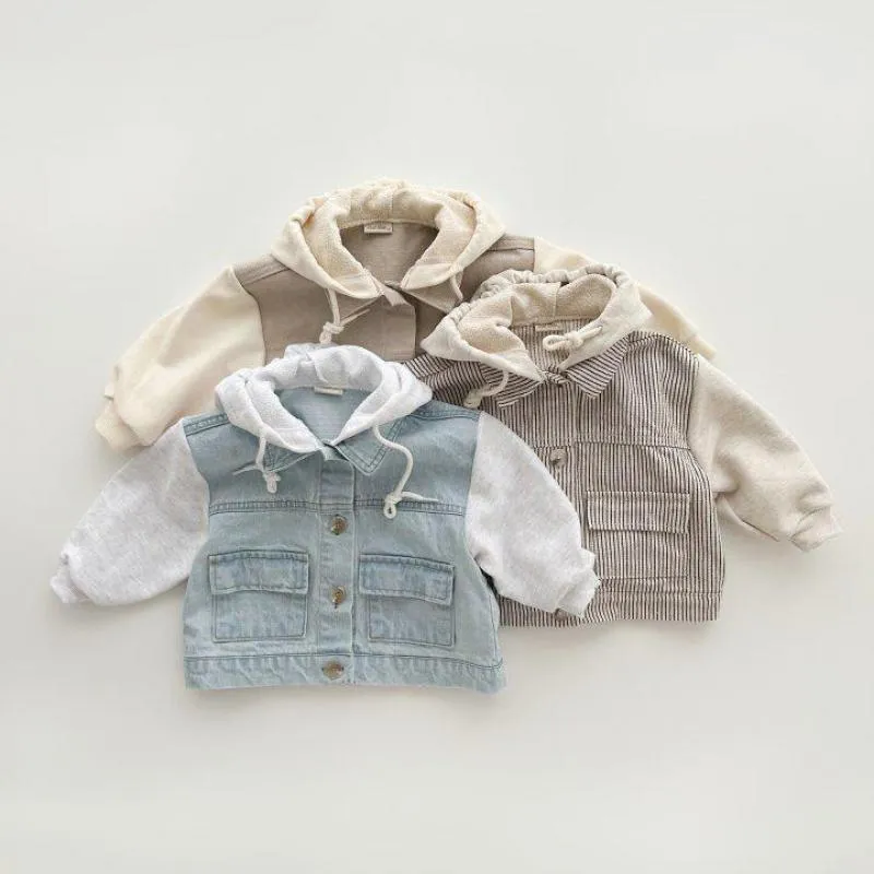 Denim Hooded Jacket Set for Boys