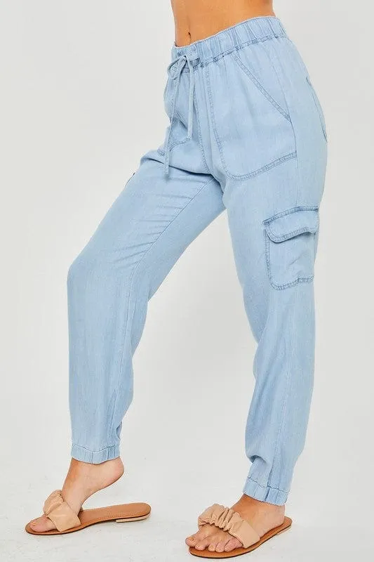 Denim Look Cargo Pants