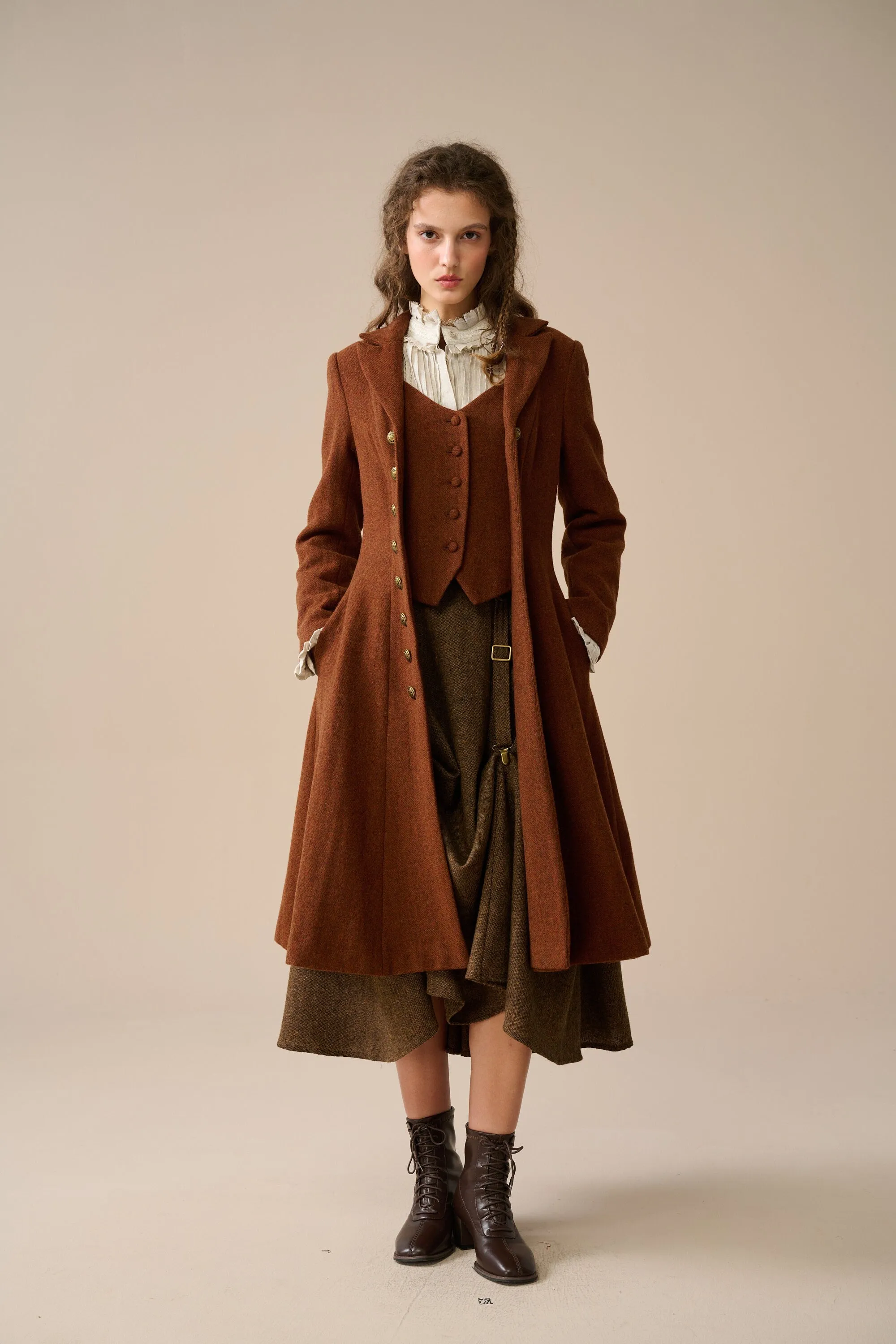 Doreen 15 |Vest-Layered 100% Wool Coat