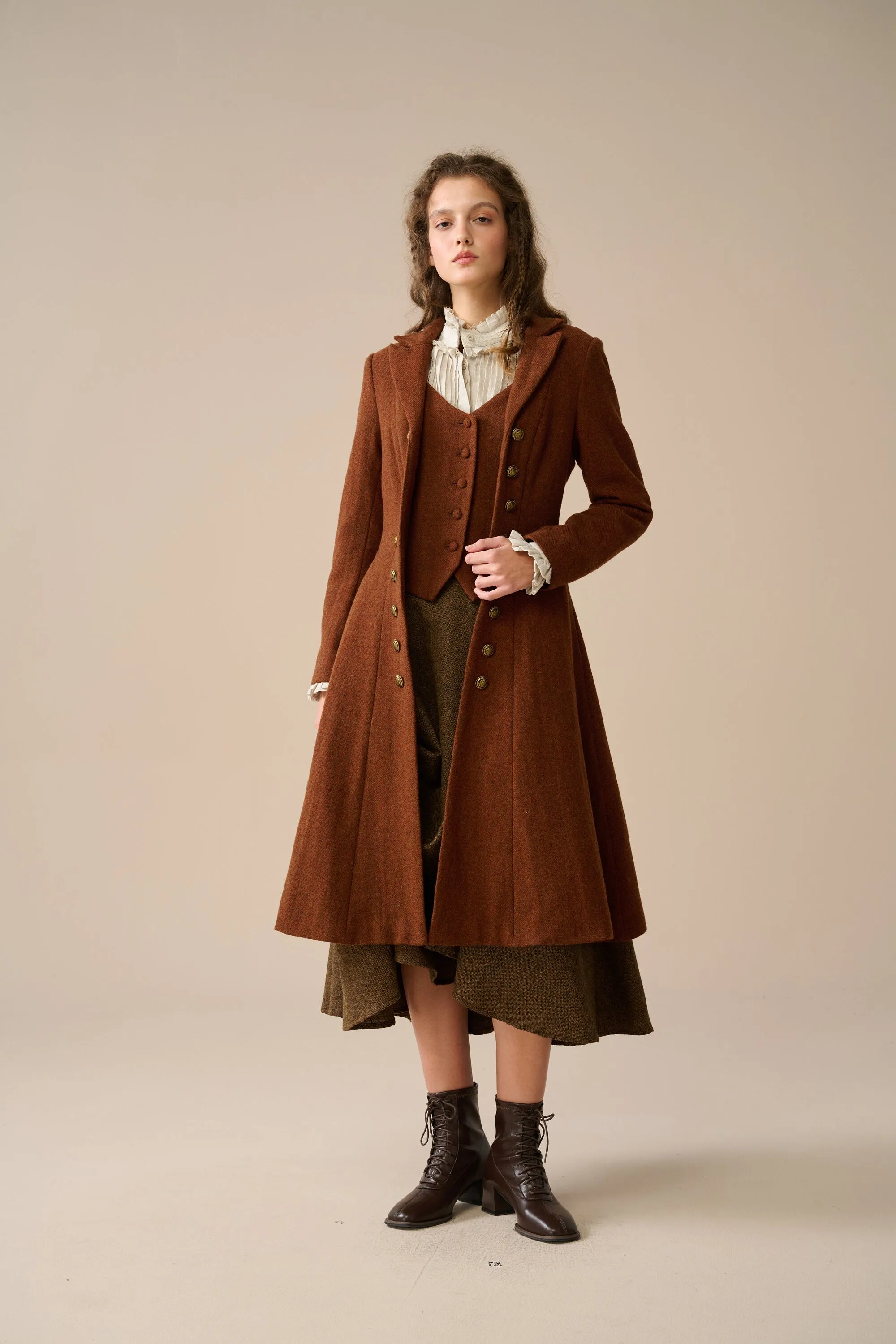 Doreen 15 |Vest-Layered 100% Wool Coat