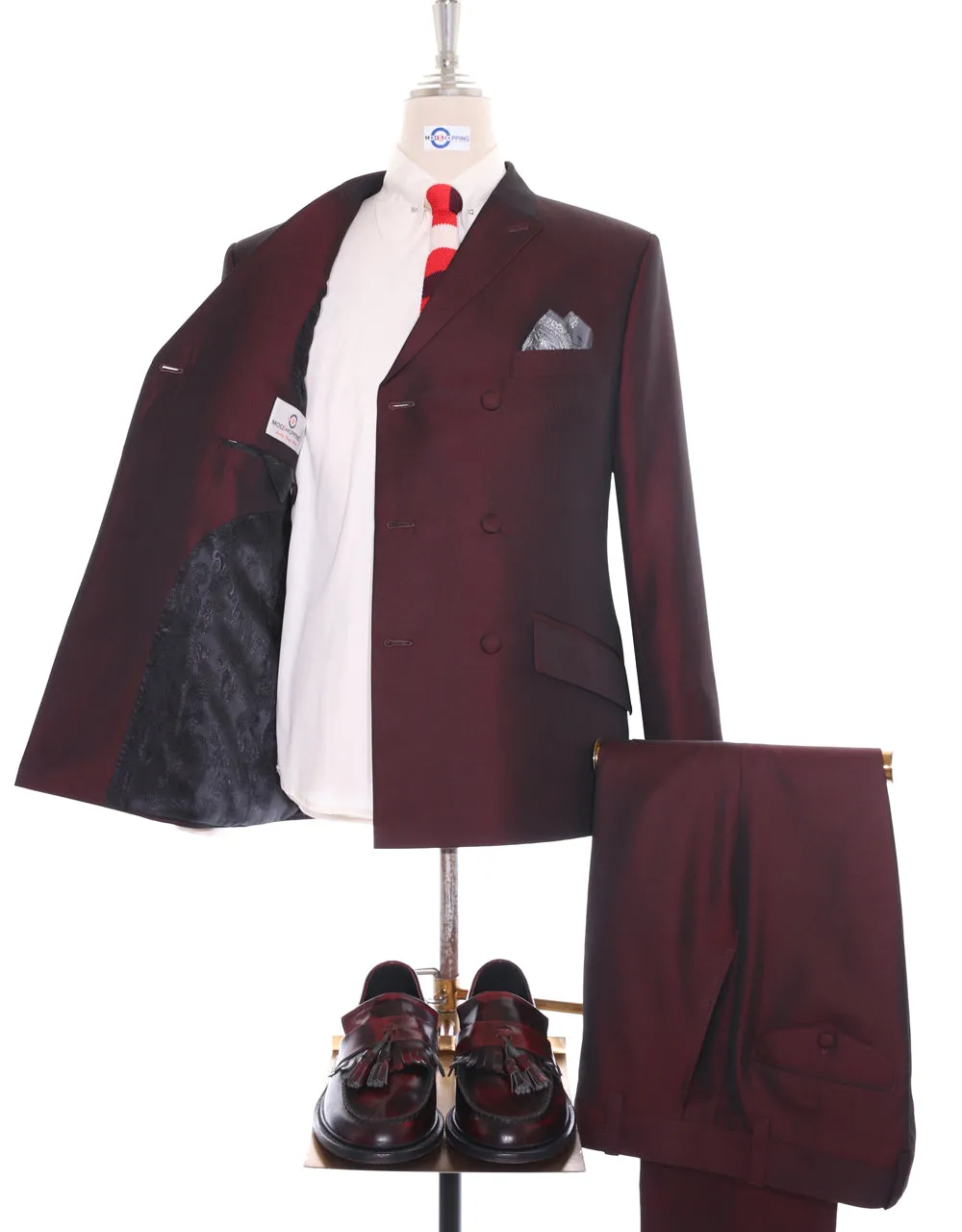 Double Breasted Suit - Wine and Black Two Tone Suit