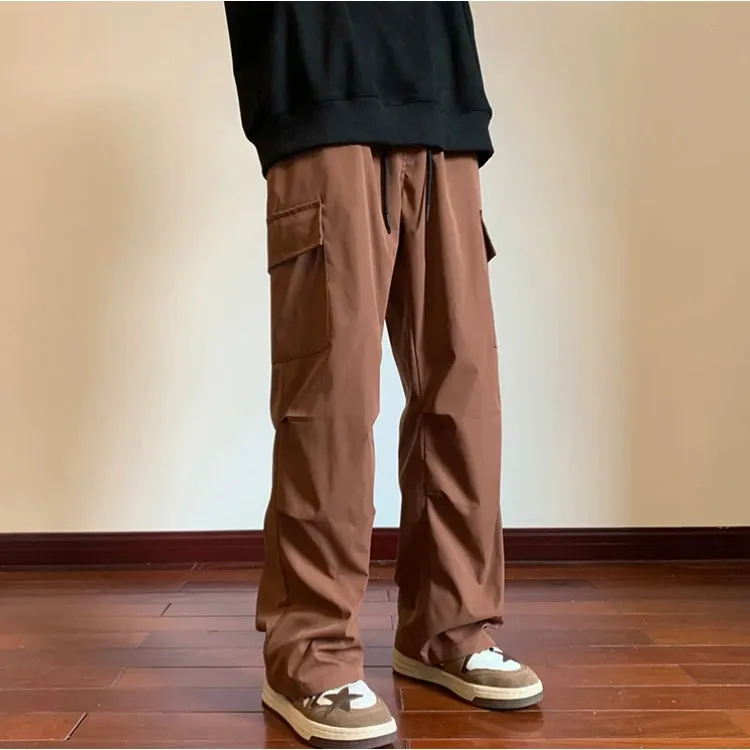 Drawstring Cargo Parachute Pants