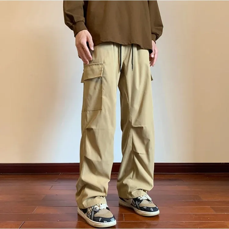 Drawstring Cargo Parachute Pants