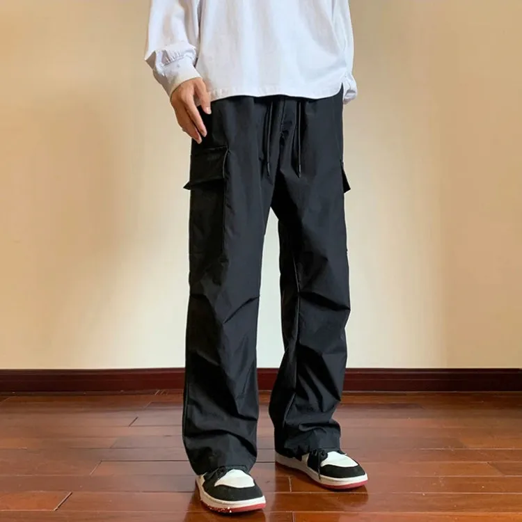 Drawstring Cargo Parachute Pants