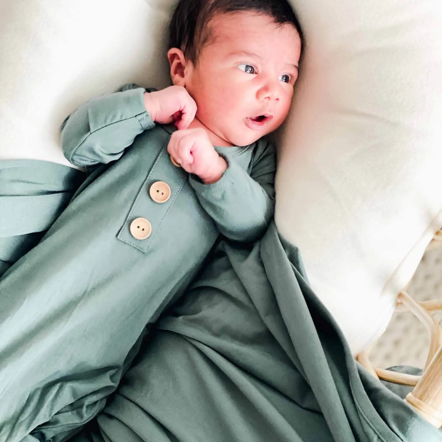 Emerald Bamboo Knotted Gown & Hat