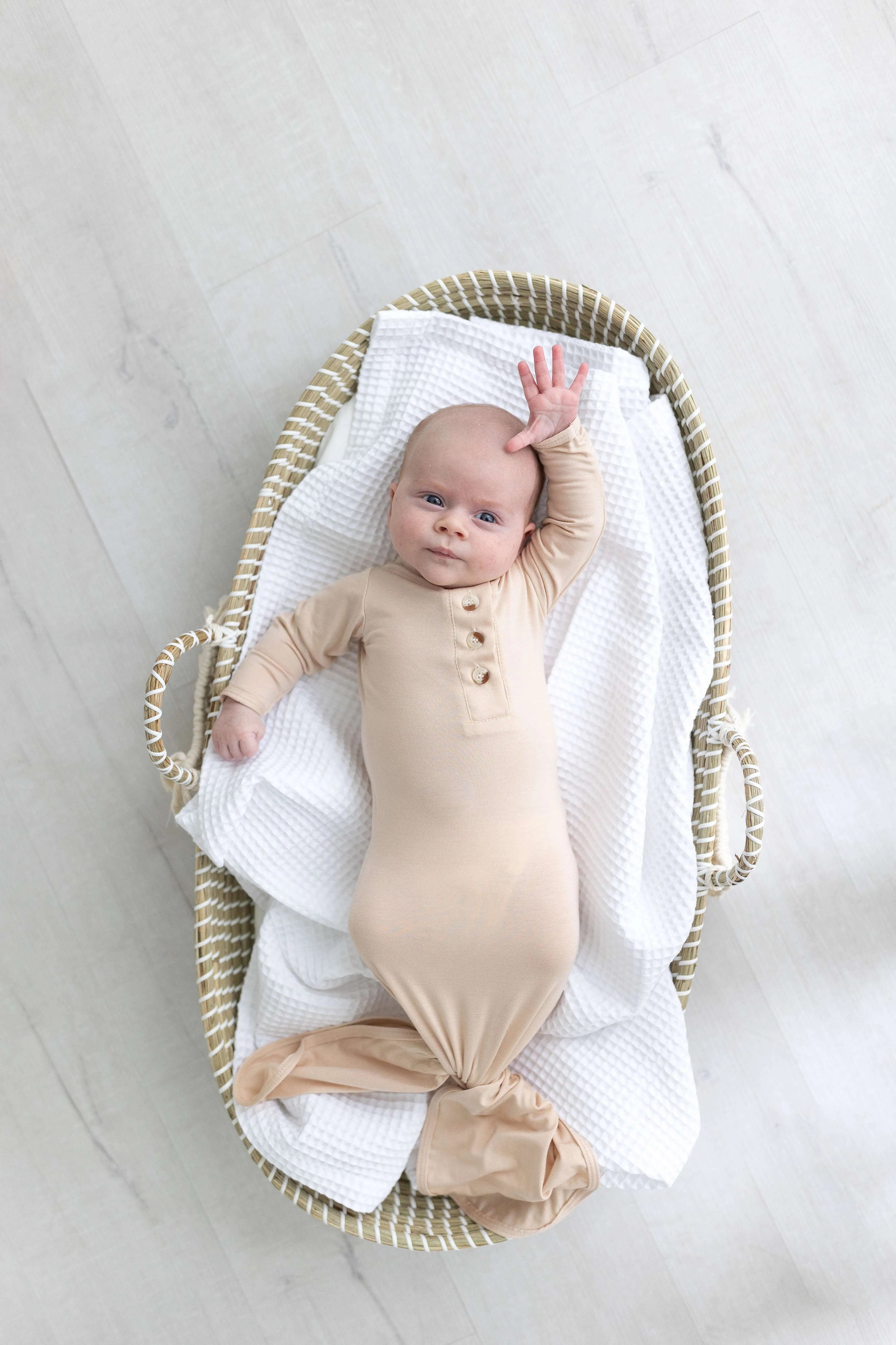 Emerson Knotted Baby Gown Set | Sand