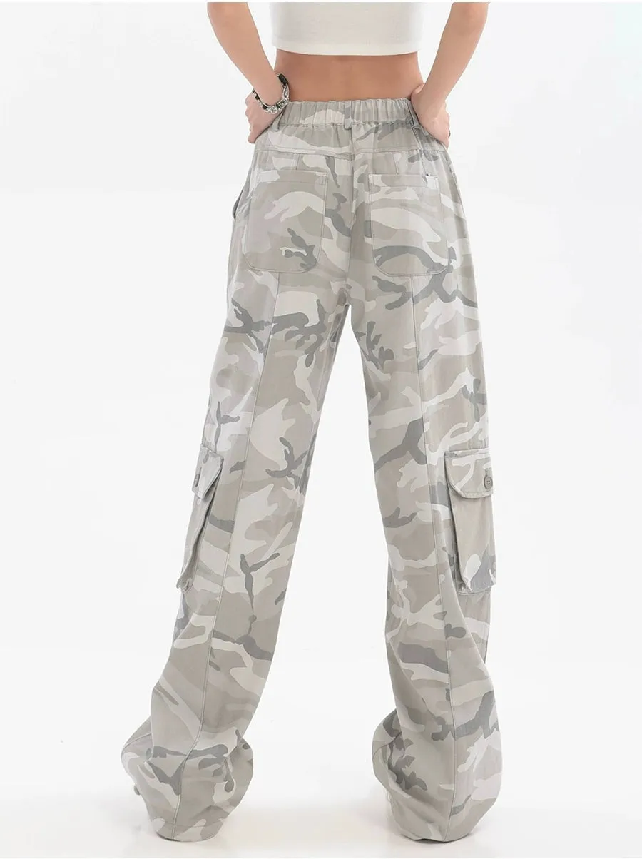 Faded Camo Cargo Pants with Pockets