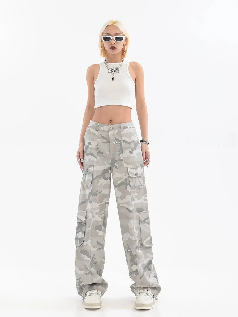 Faded Camo Cargo Pants with Pockets