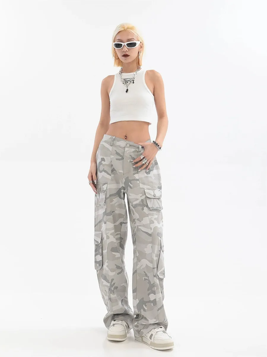 Faded Camo Cargo Pants with Pockets