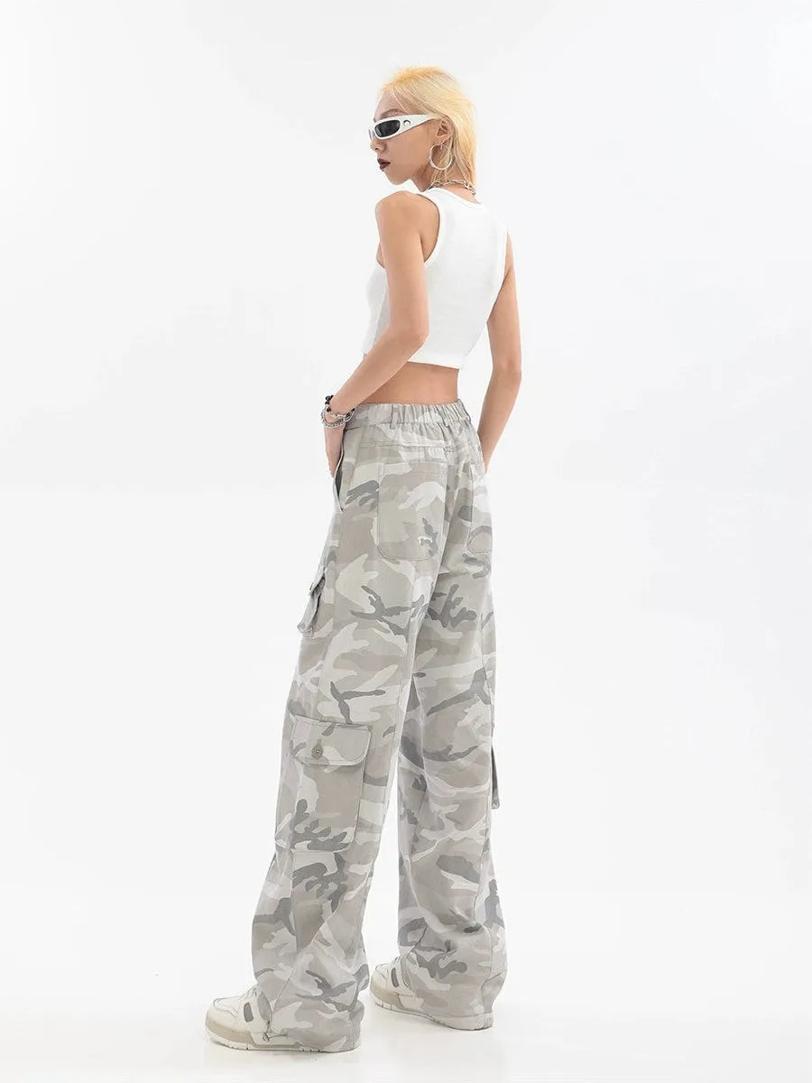 Faded Camo Cargo Pants with Pockets