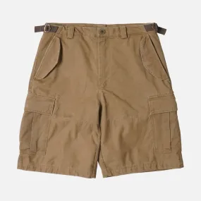 FADED COTTON CARGO SHORTS - TAN