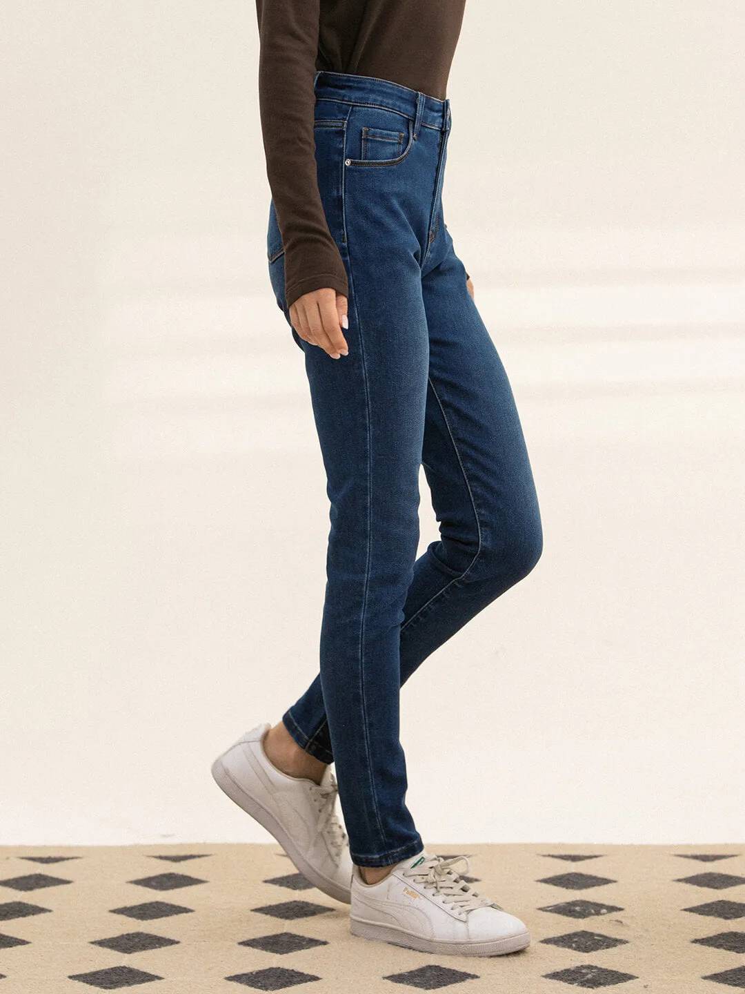 【Final Sale】Jane High-waisted Skinny Fleece Jeans