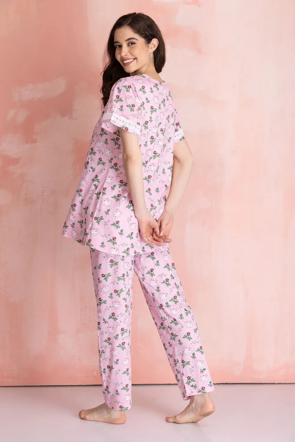 Floral Knit cotton Night suit