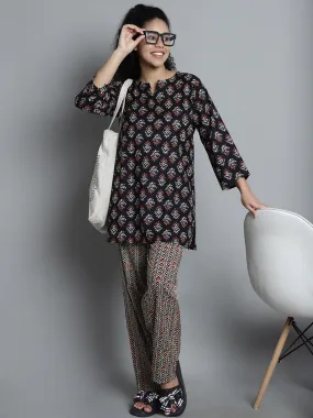 Floral Short Kurti with Trouser Set