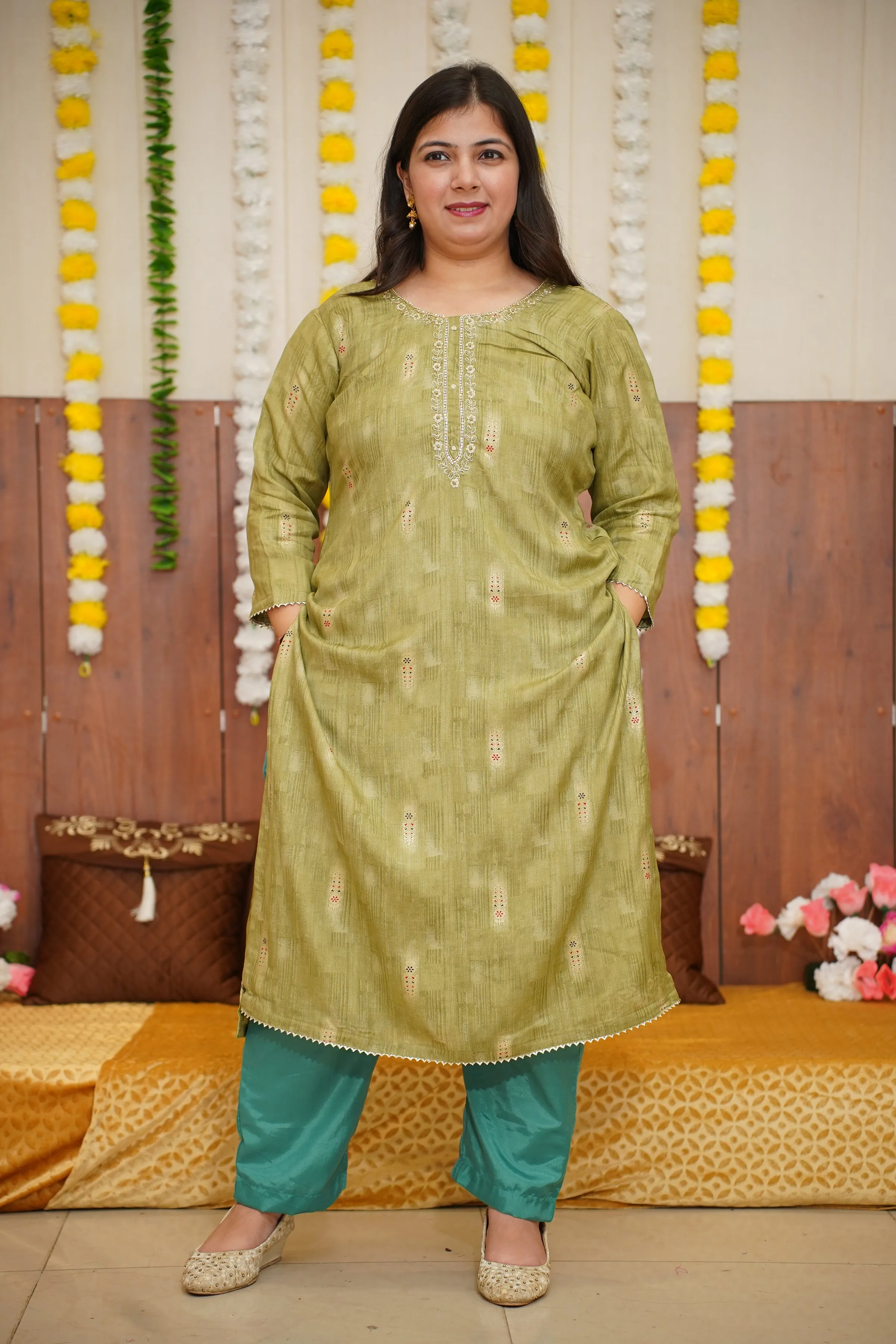 Greeny Oasis Muslin Suit Set