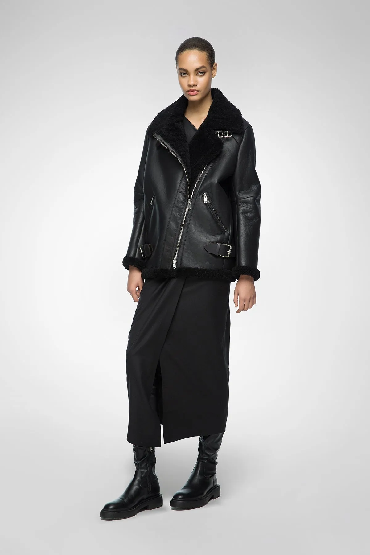 Harper - Black Shearling Coat