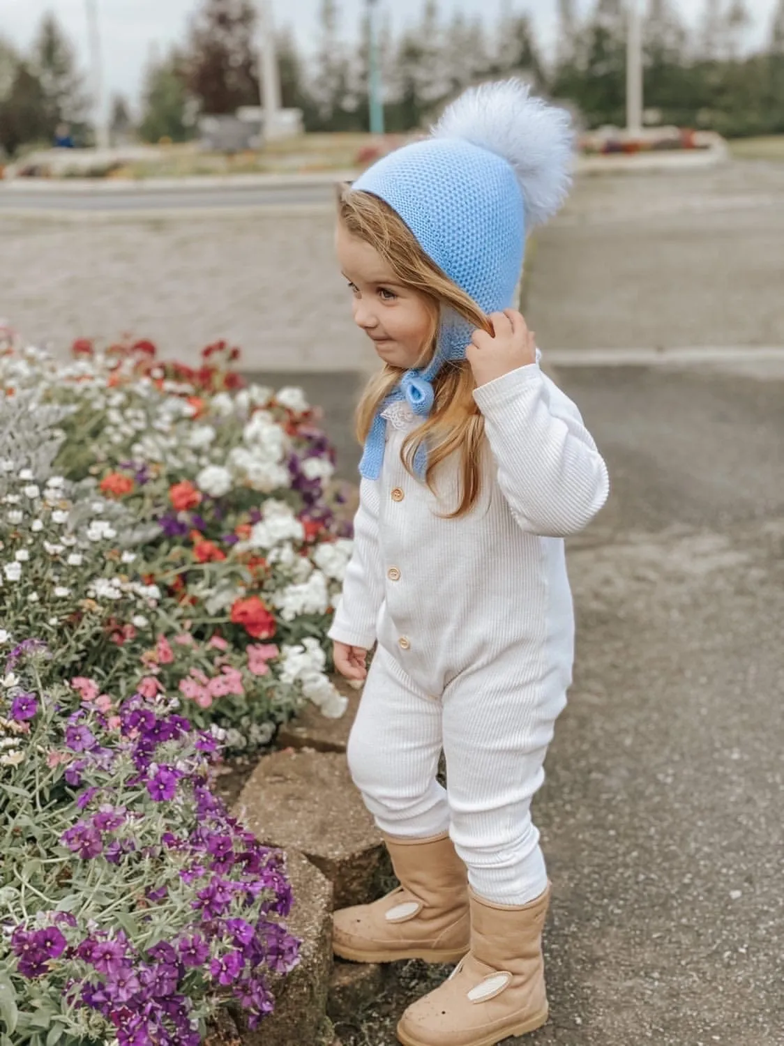 Honeycomb Blue Cashmere Bonnet