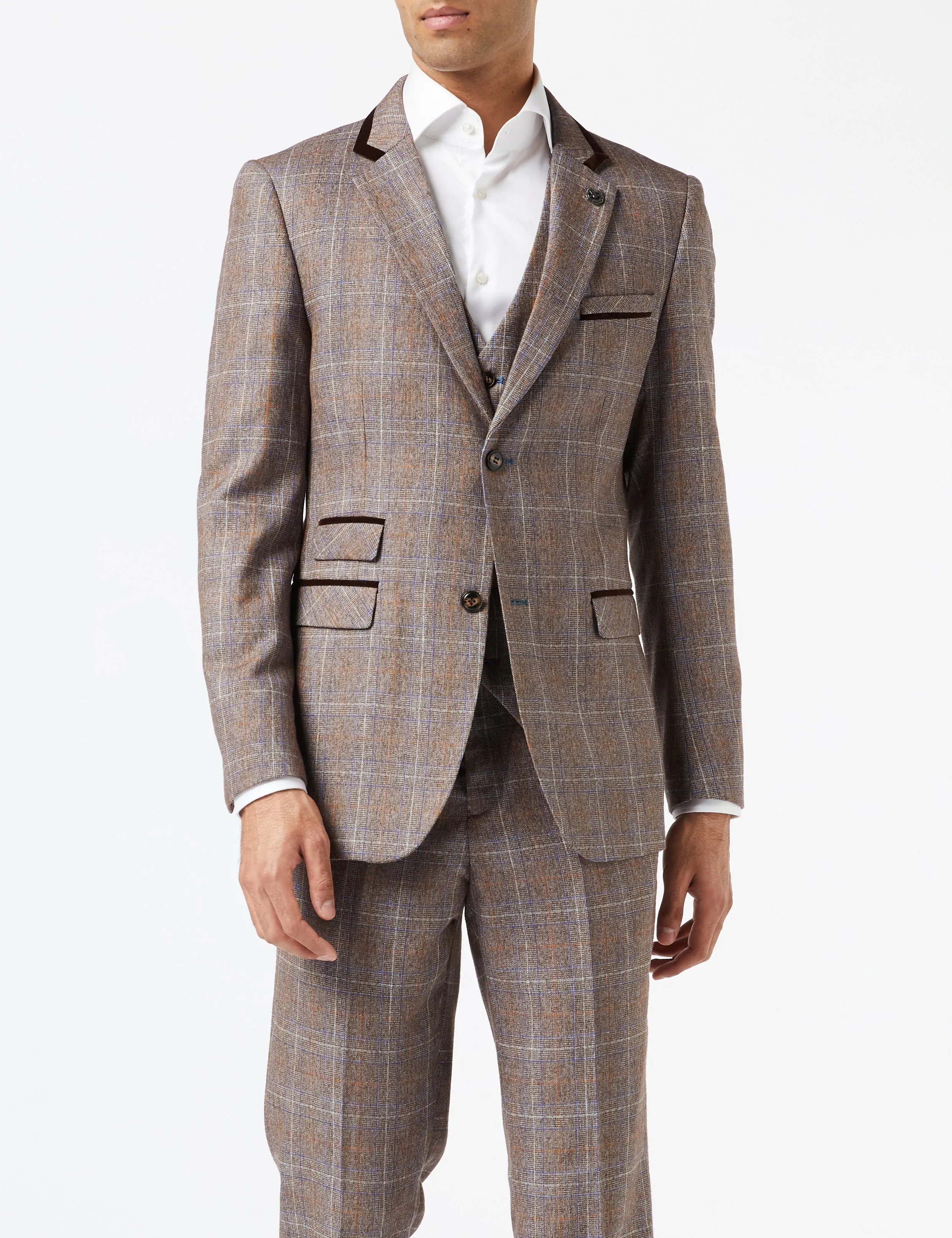 HUGO - BROWN TWEED CHECK SUIT