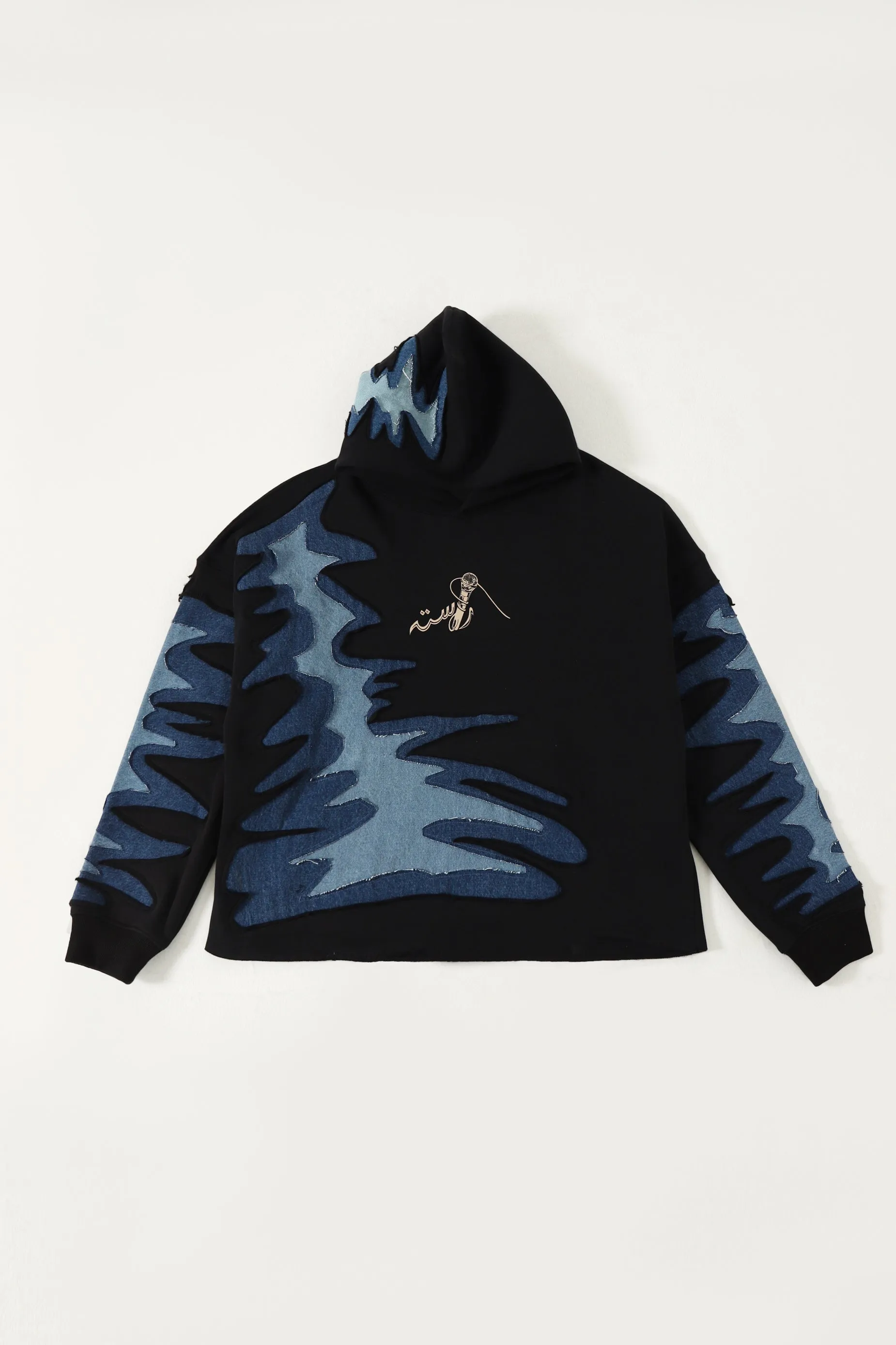 'INTERTWINE DENIM AND FLEECE HOODIE