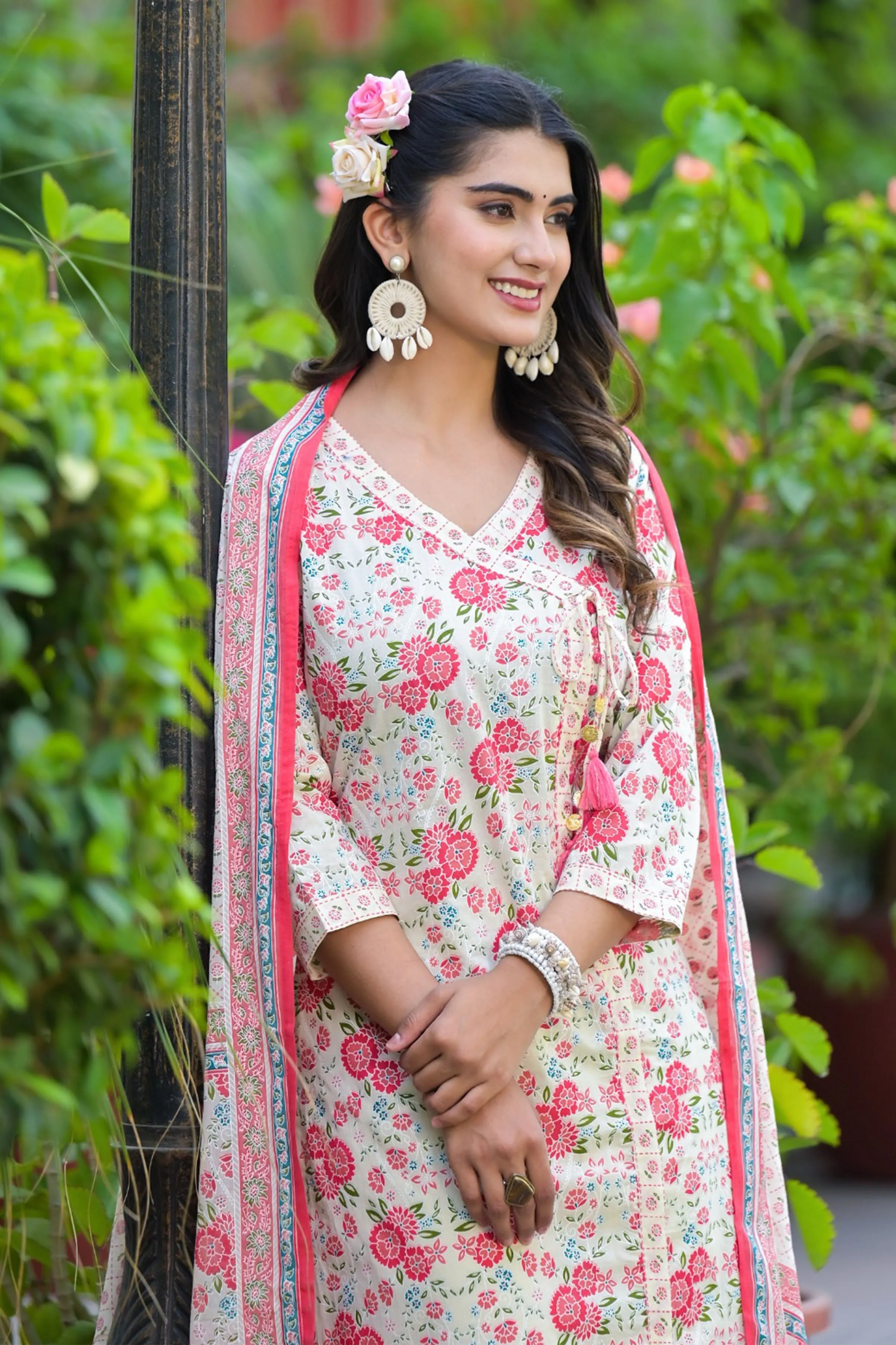 Ivory Pink Angrakha Suit Set