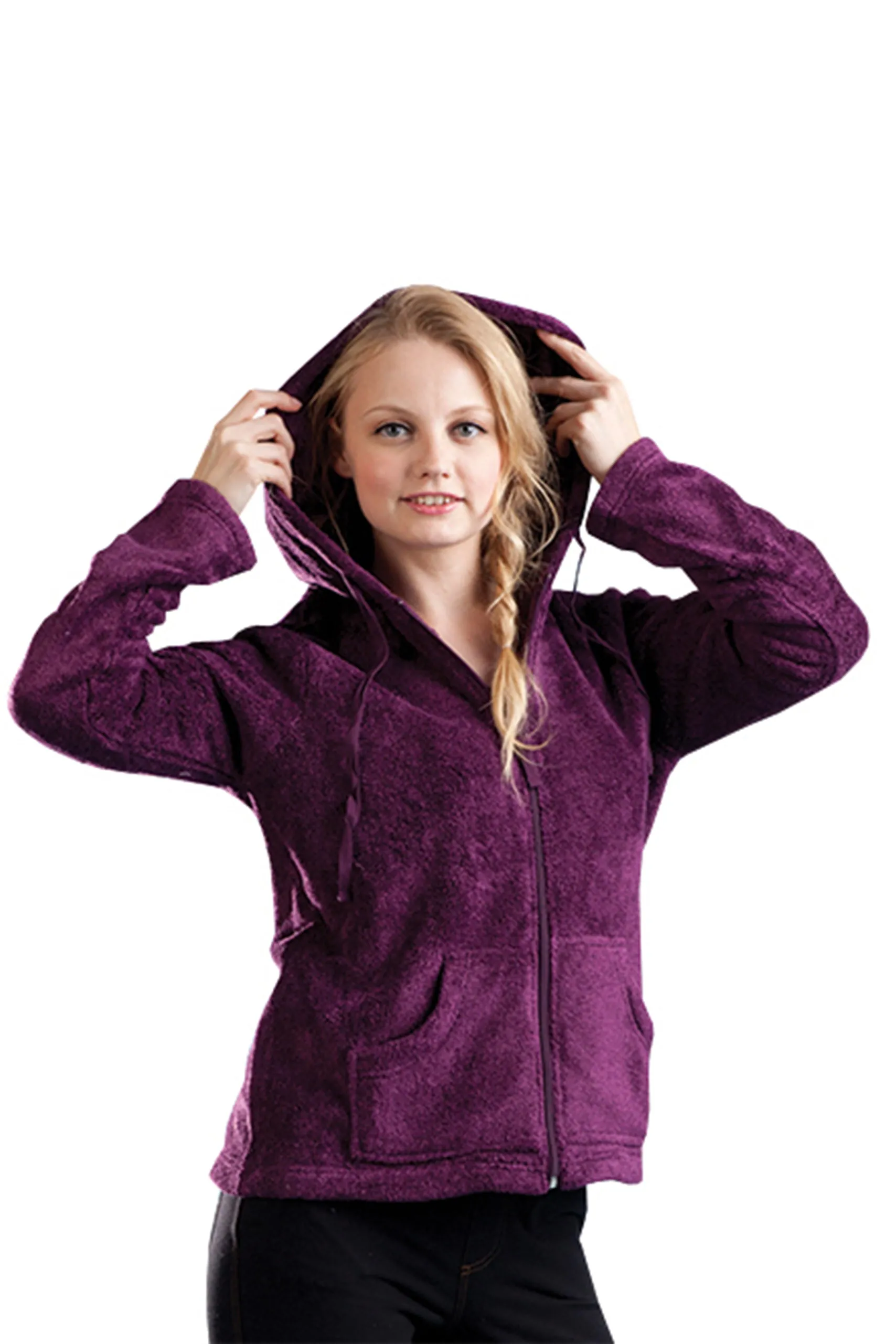 La Cera Plush Hooded Fleece Jacket