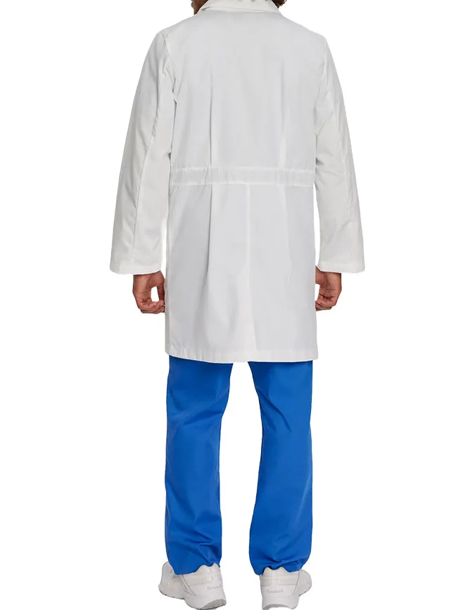 Landau Men 4-Button Staff-Length White Lab Coat