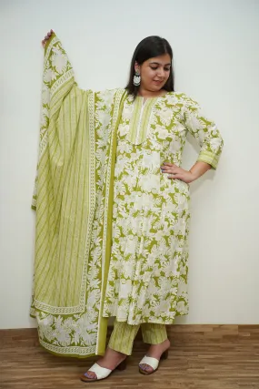 Leafy Bagh Cotton Anarkali Set