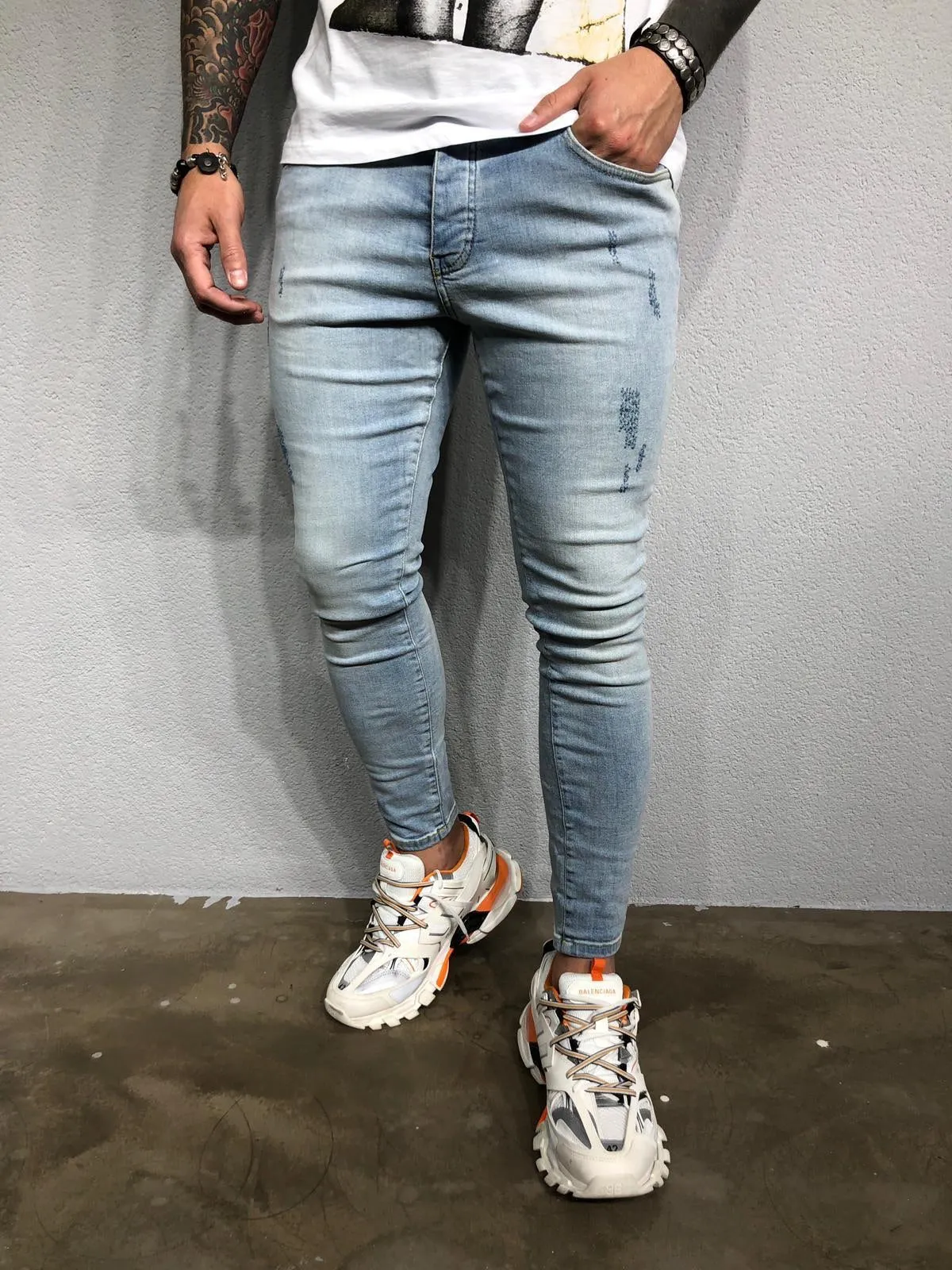 Light Blue Washed Ultra Skinny Pant BL435 Streetwear Jeans