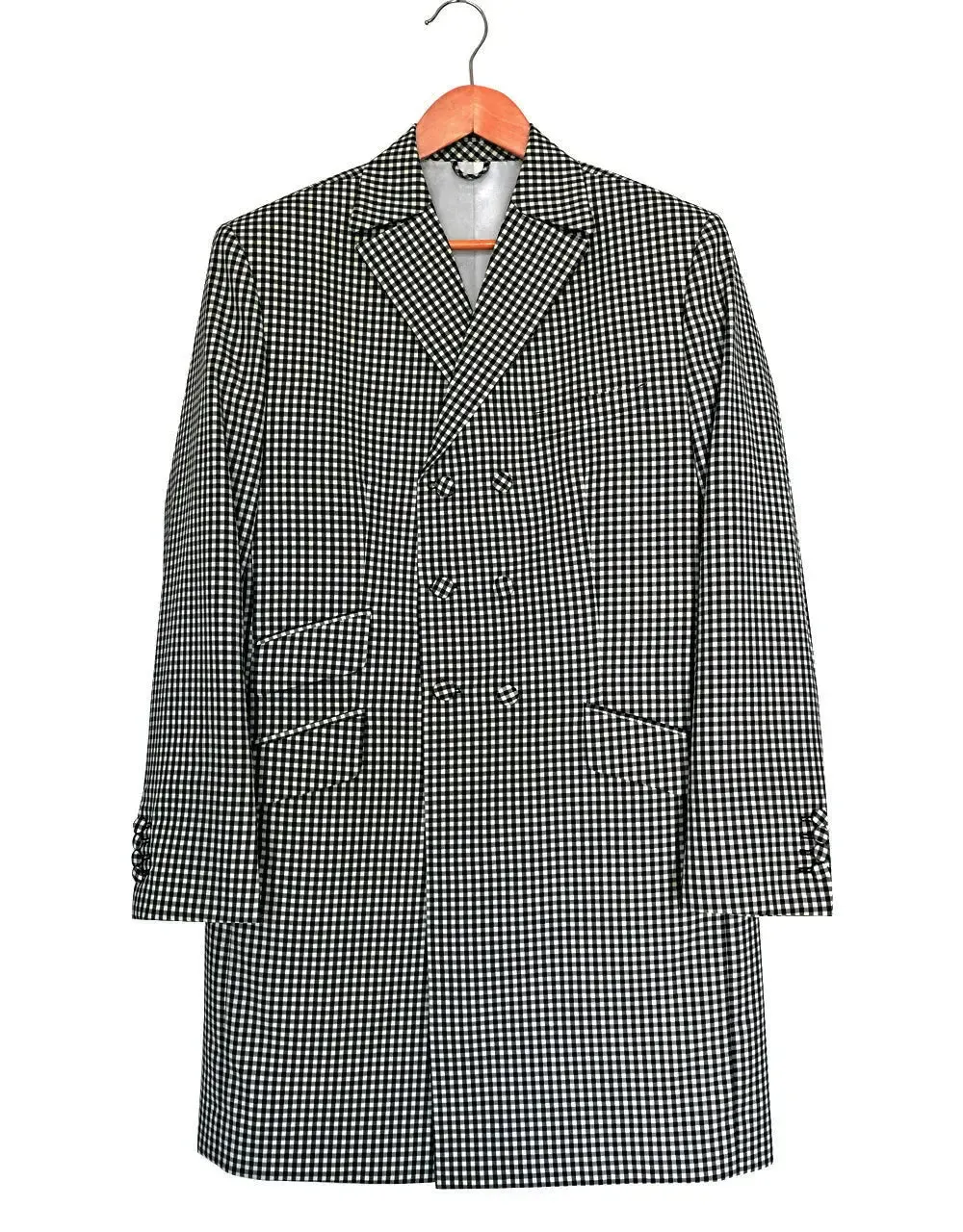 Long Suit - Black and White Gingham Check Double Breasted Suit