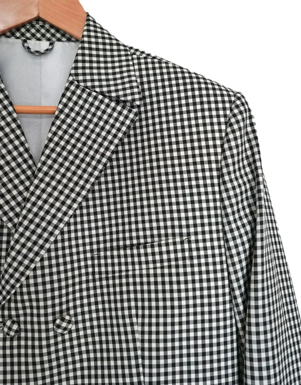 Long Suit - Black and White Gingham Check Double Breasted Suit