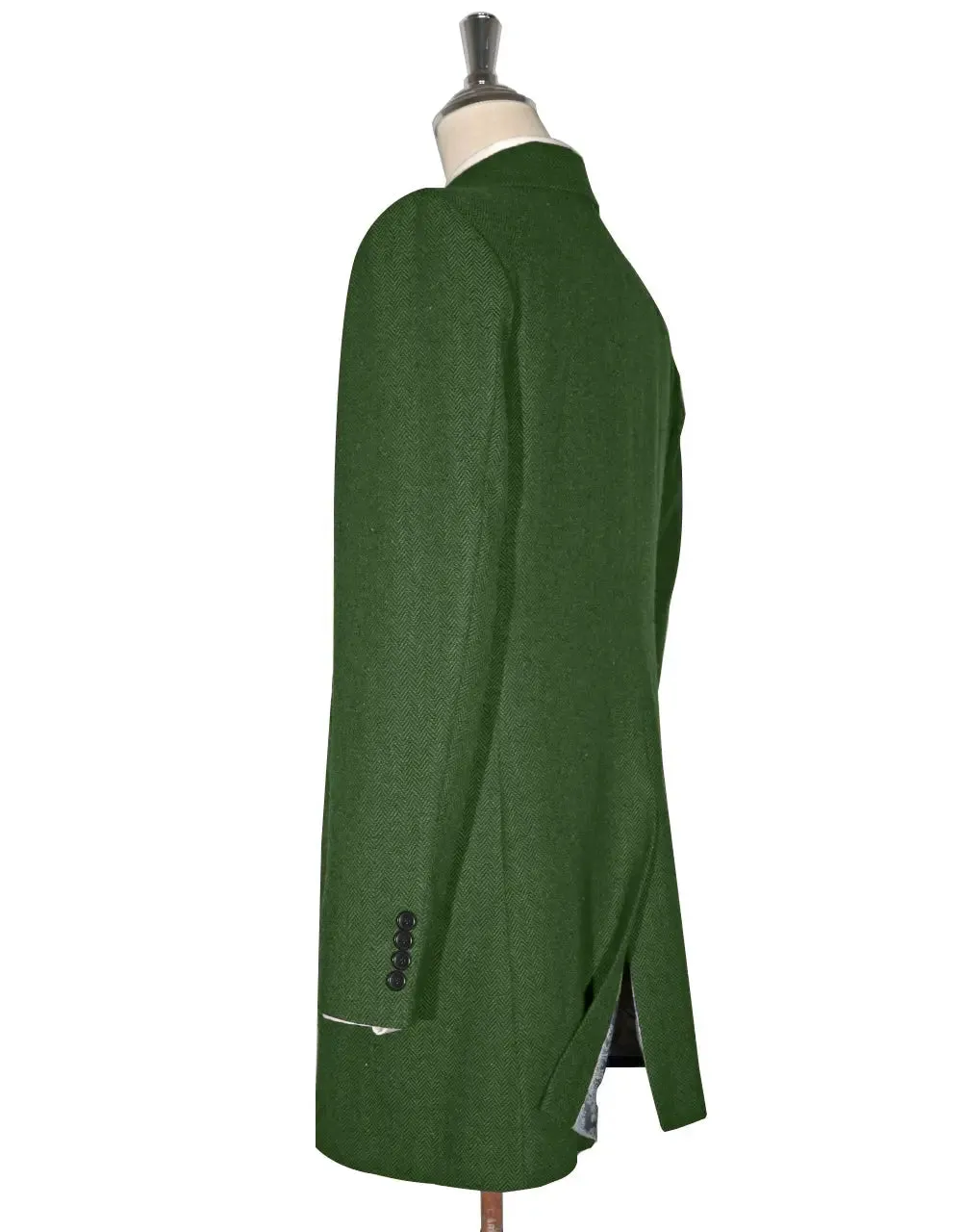 Mac Coat Men's | Vintage Style Green Herringbone Mac Coat