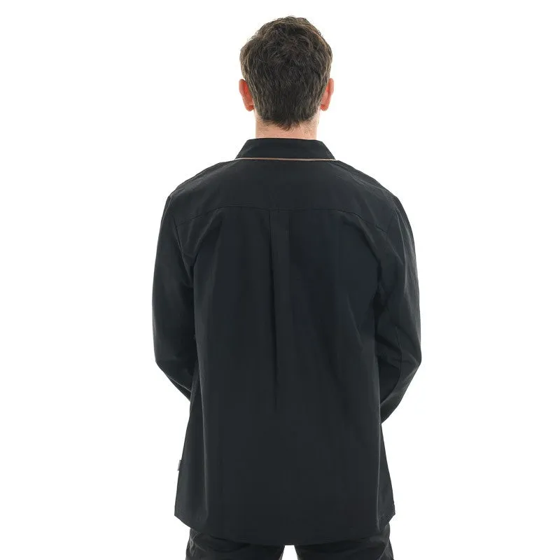 Men's Black Long Sleeve Bi-material Chef Coat - LAFONT