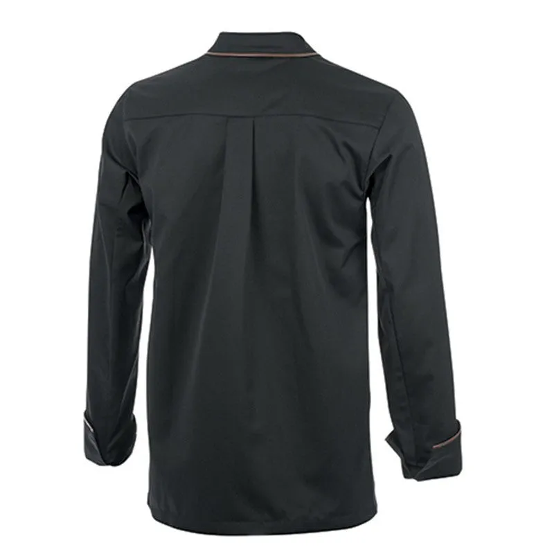 Men's Black Long Sleeve Bi-material Chef Coat - LAFONT