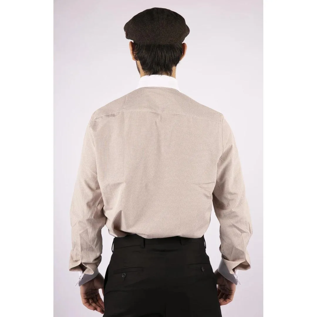 Mens Club Collar Shirt With Bar Poplin Pin White Black 1920s Peaky Blinders