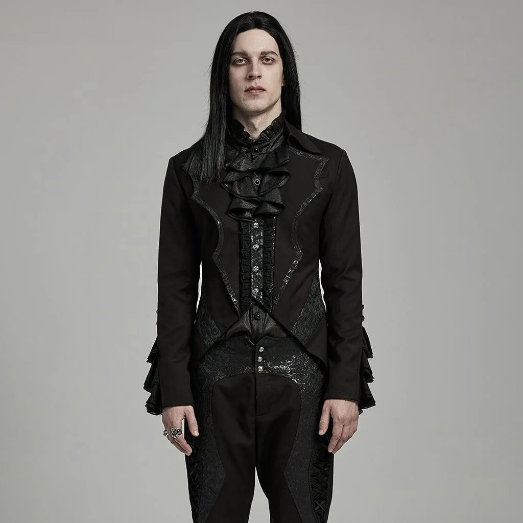 Men's Gothic Bat Collar Ruffled Swallow-tailed Coat