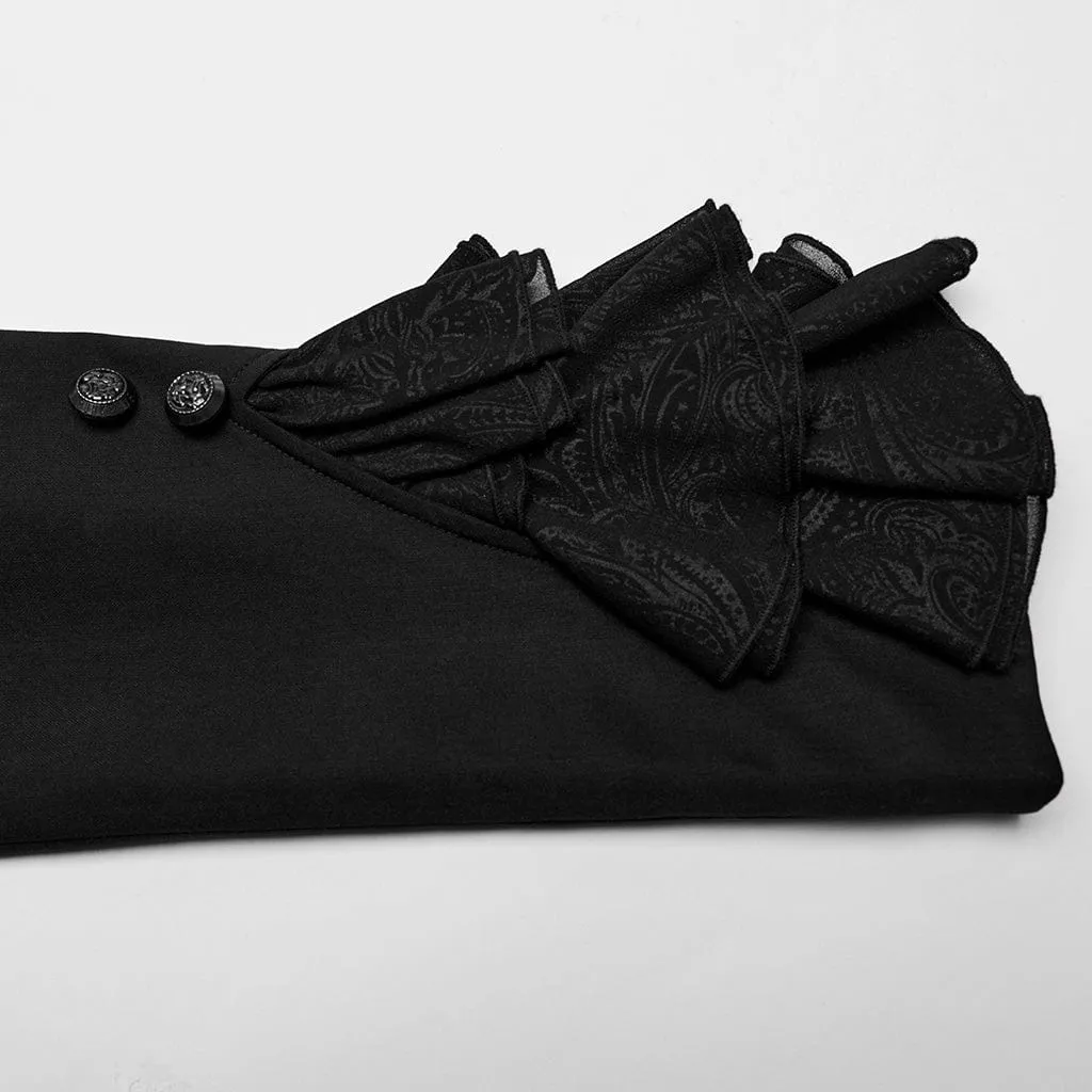 Men's Gothic Bat Collar Ruffled Swallow-tailed Coat