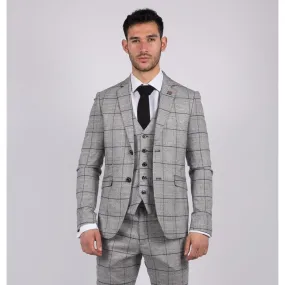 Mens Grey Check Black Tweed 3 Piece Suit Vintage Classic 1920s Wedding