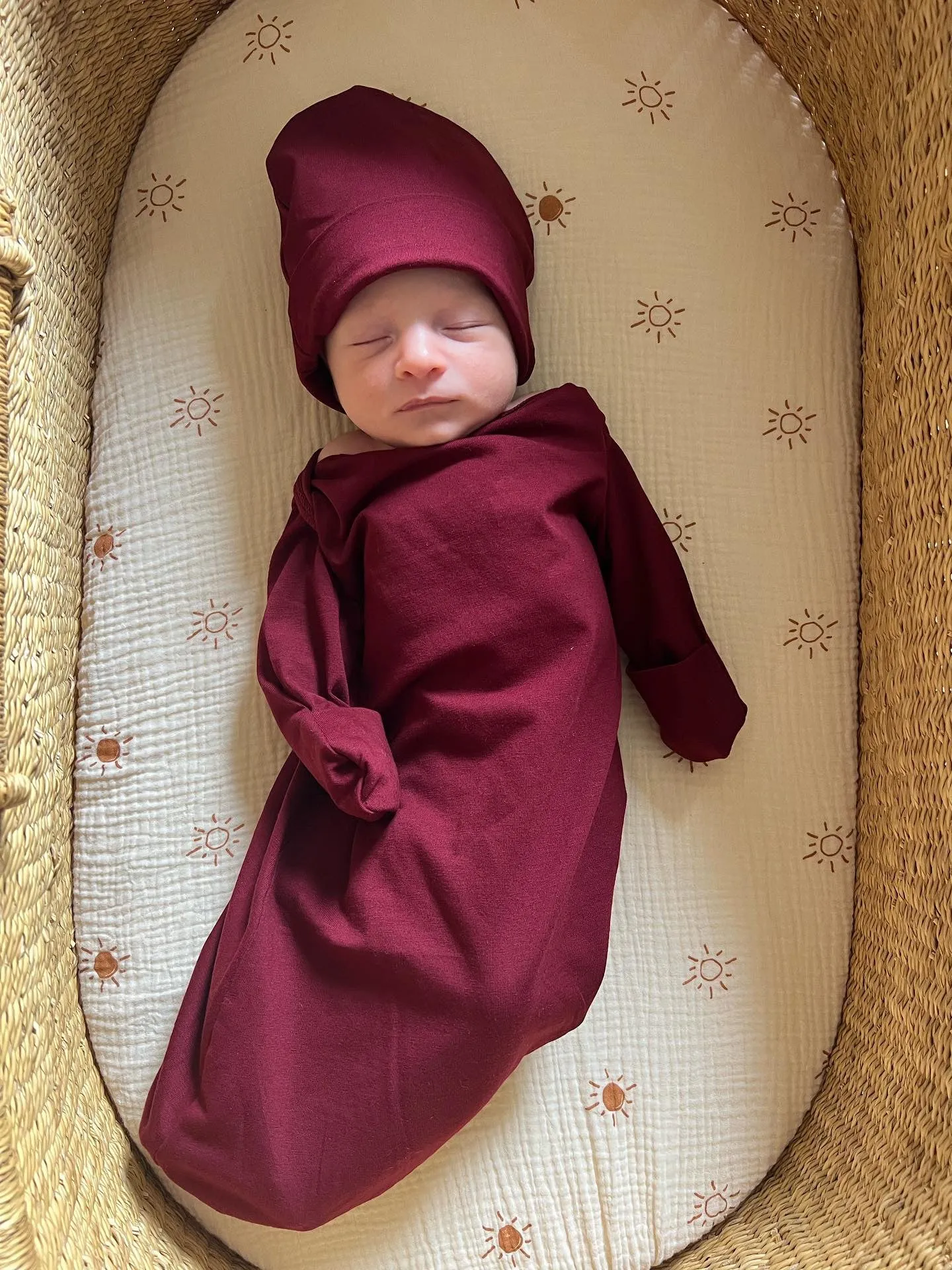 Merlot Robe & Baby Gown & Hat Set