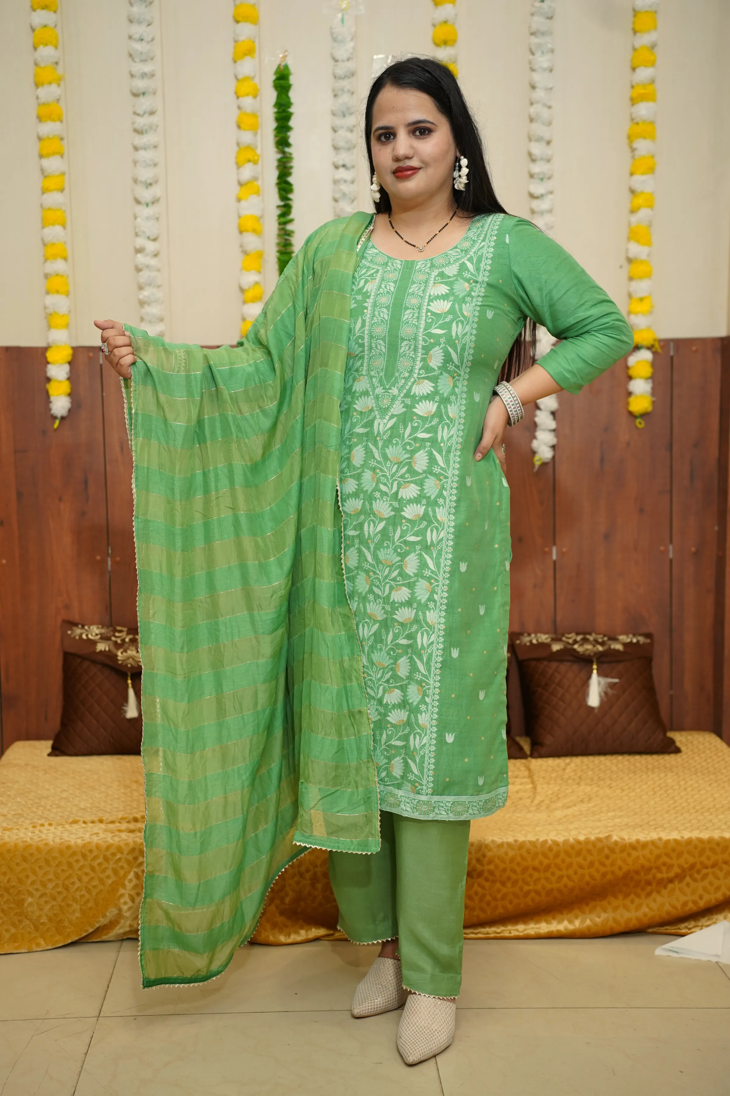 Mint Mirage Jacquard Linen Suit