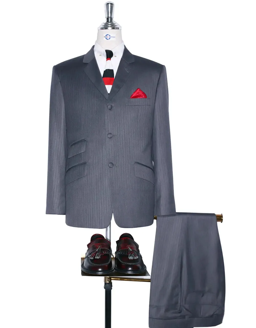 Mod Suit | 60s Mod Fashion Essential Grey Herringbone Suit