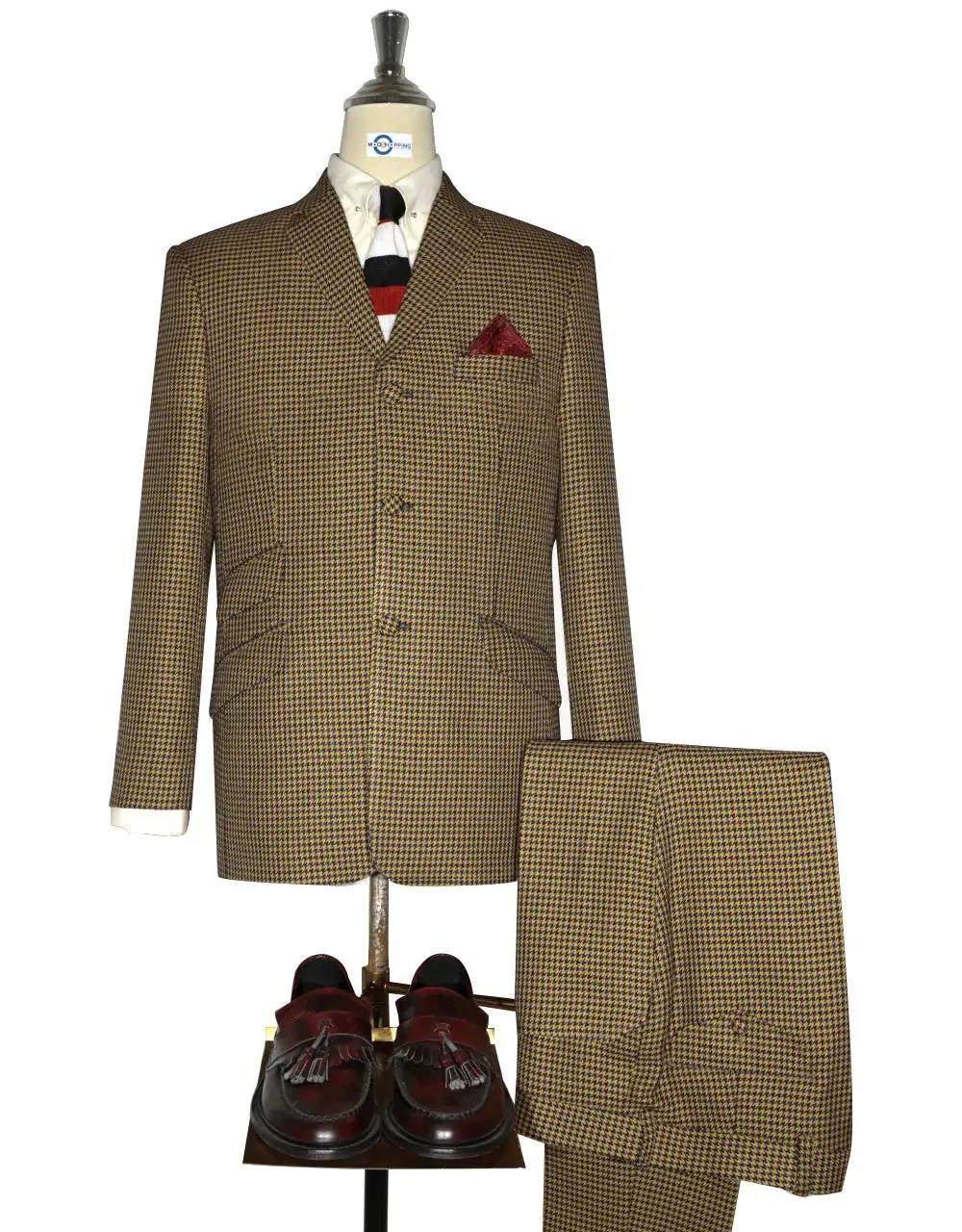 Mod Suit - Brown and Black Houndstooth Suit