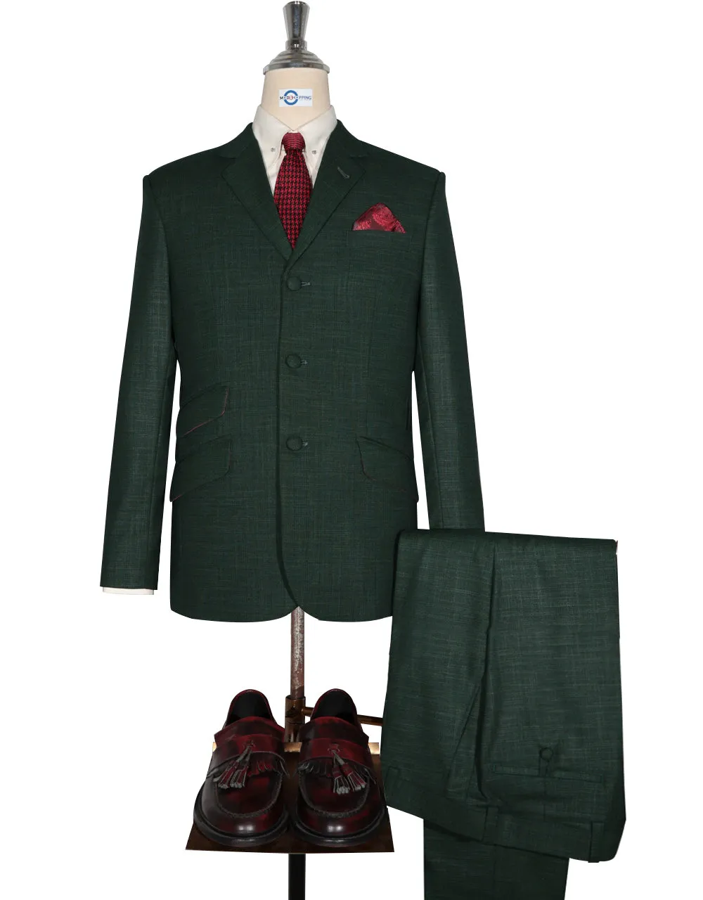 Mod Suit - Vintage Style Martini Green Linen Suit