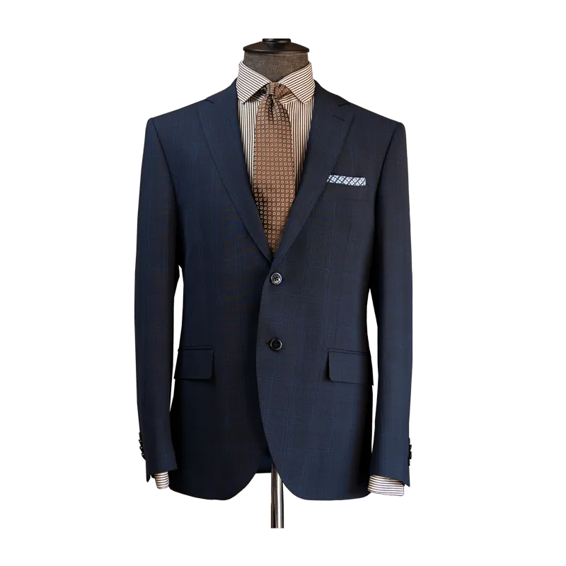 MOULINÉ WINDOWPANE SUIT IN BLUE