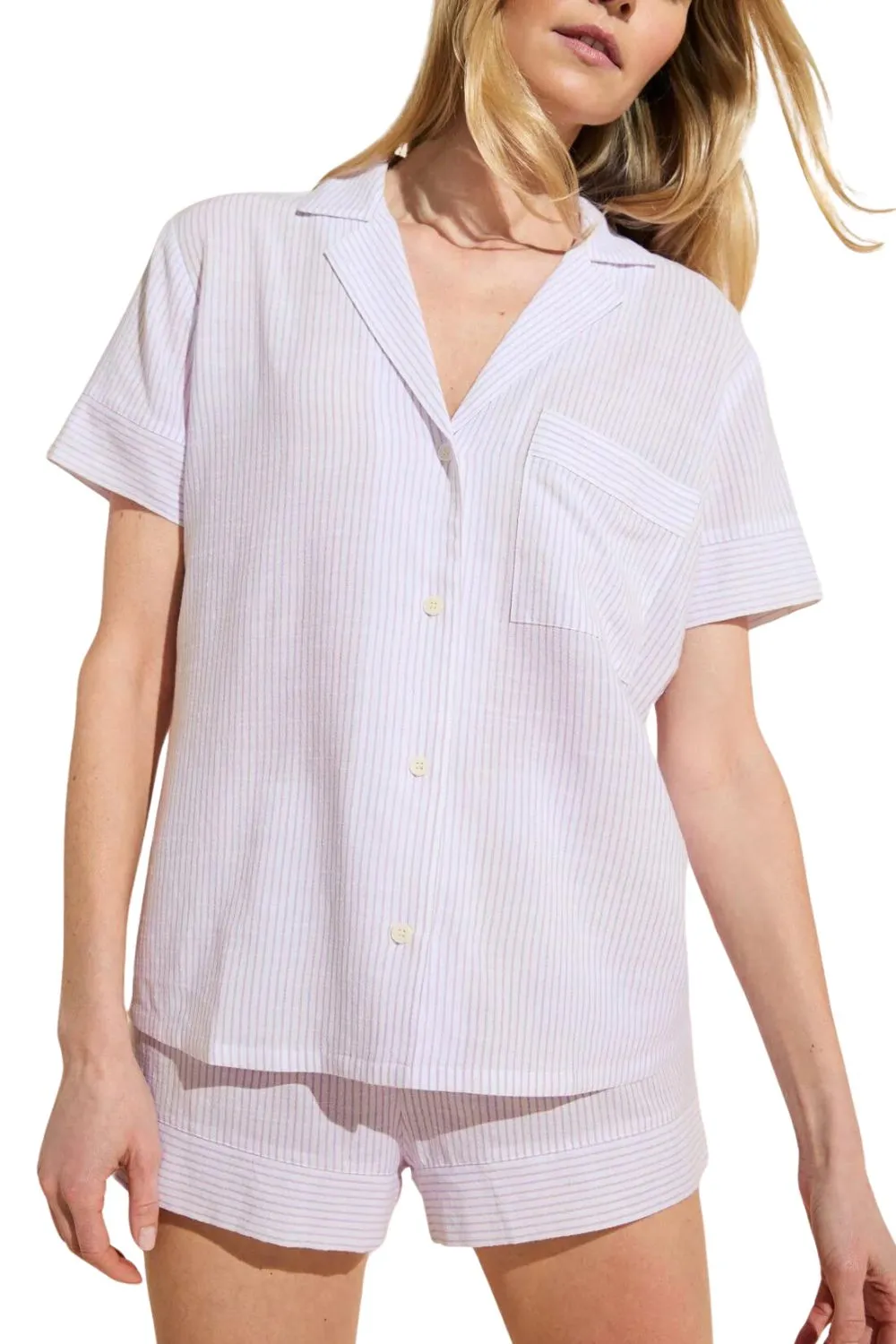 Nautico Shortie PJ Set in White/Lavender