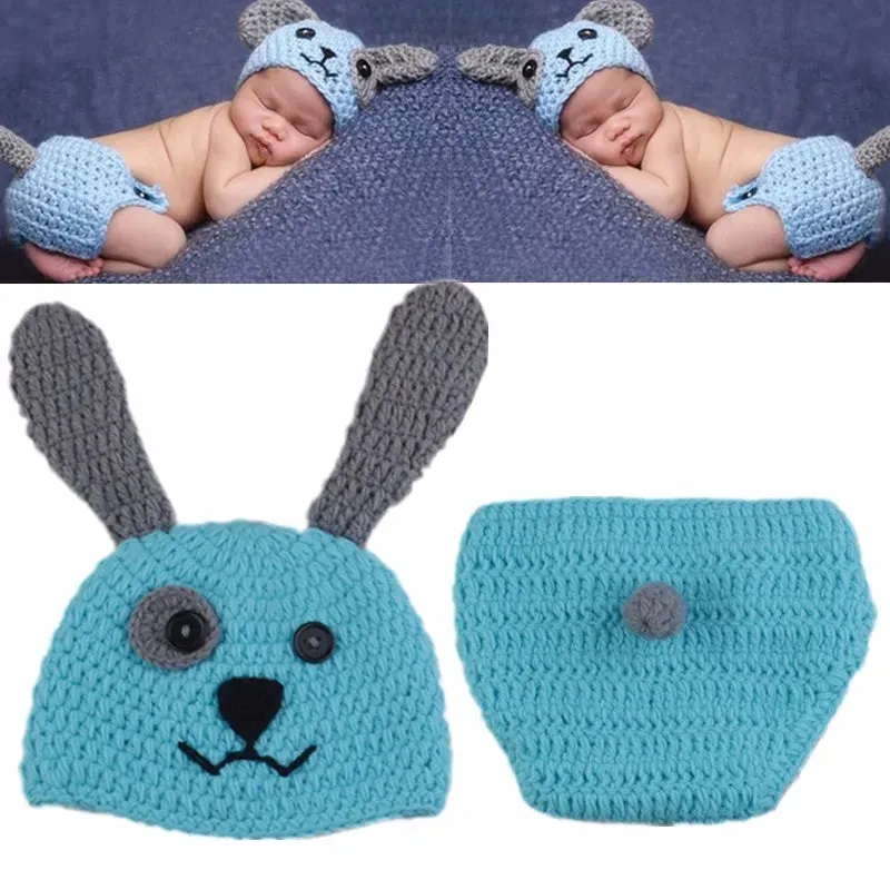 Newborn Photography Props Crochet Animals Outfit, Baby Photo Accessories Girl Boy Knitted Outfit