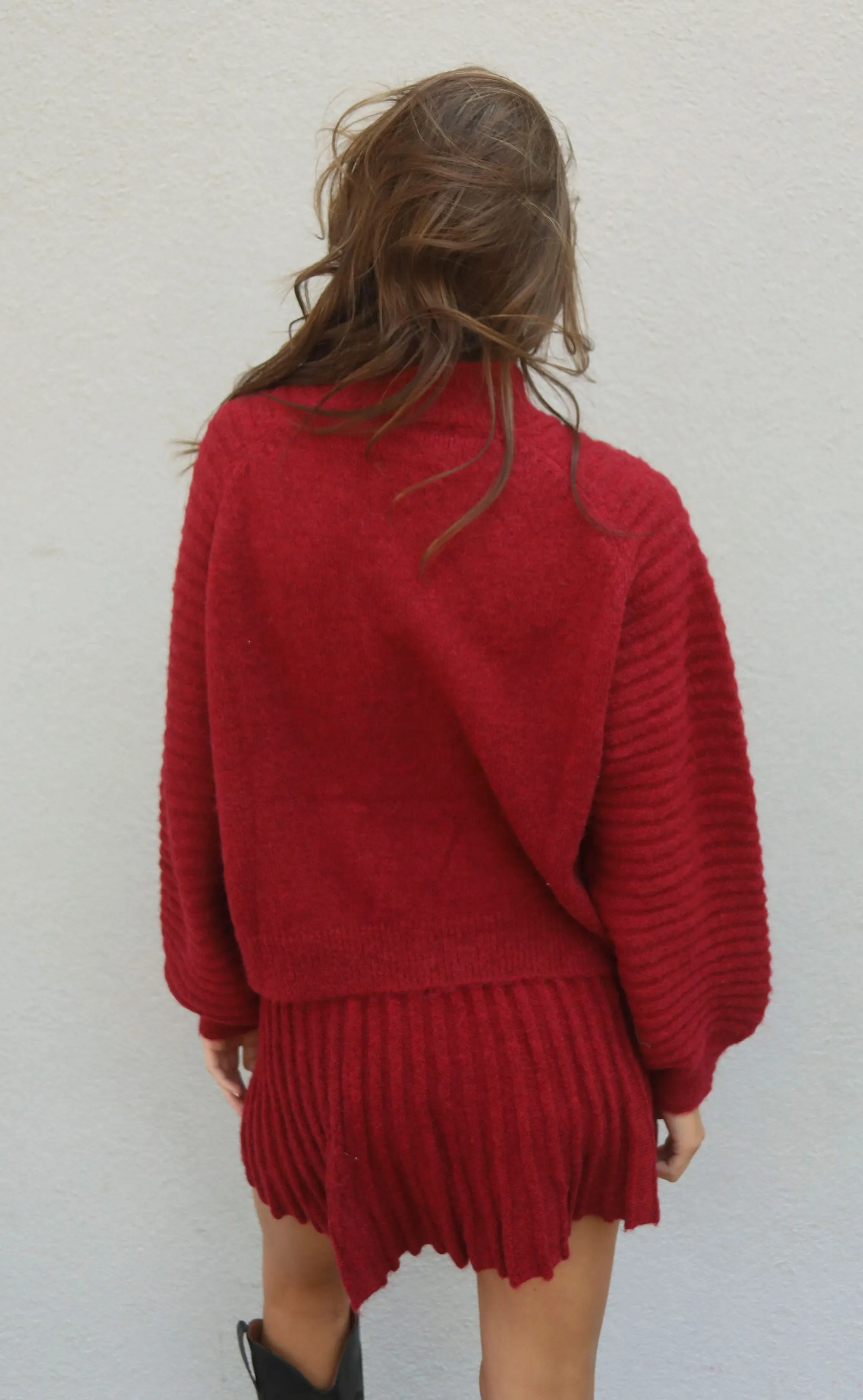 on the go sweater set - red