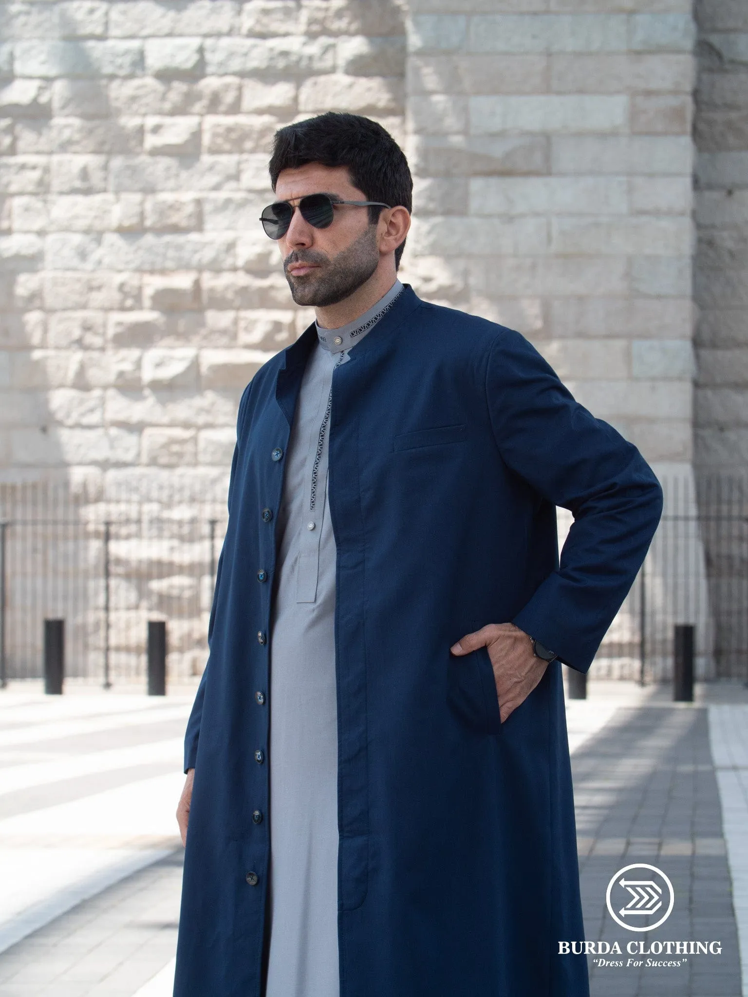 Premium Long Coat Oxford Blue