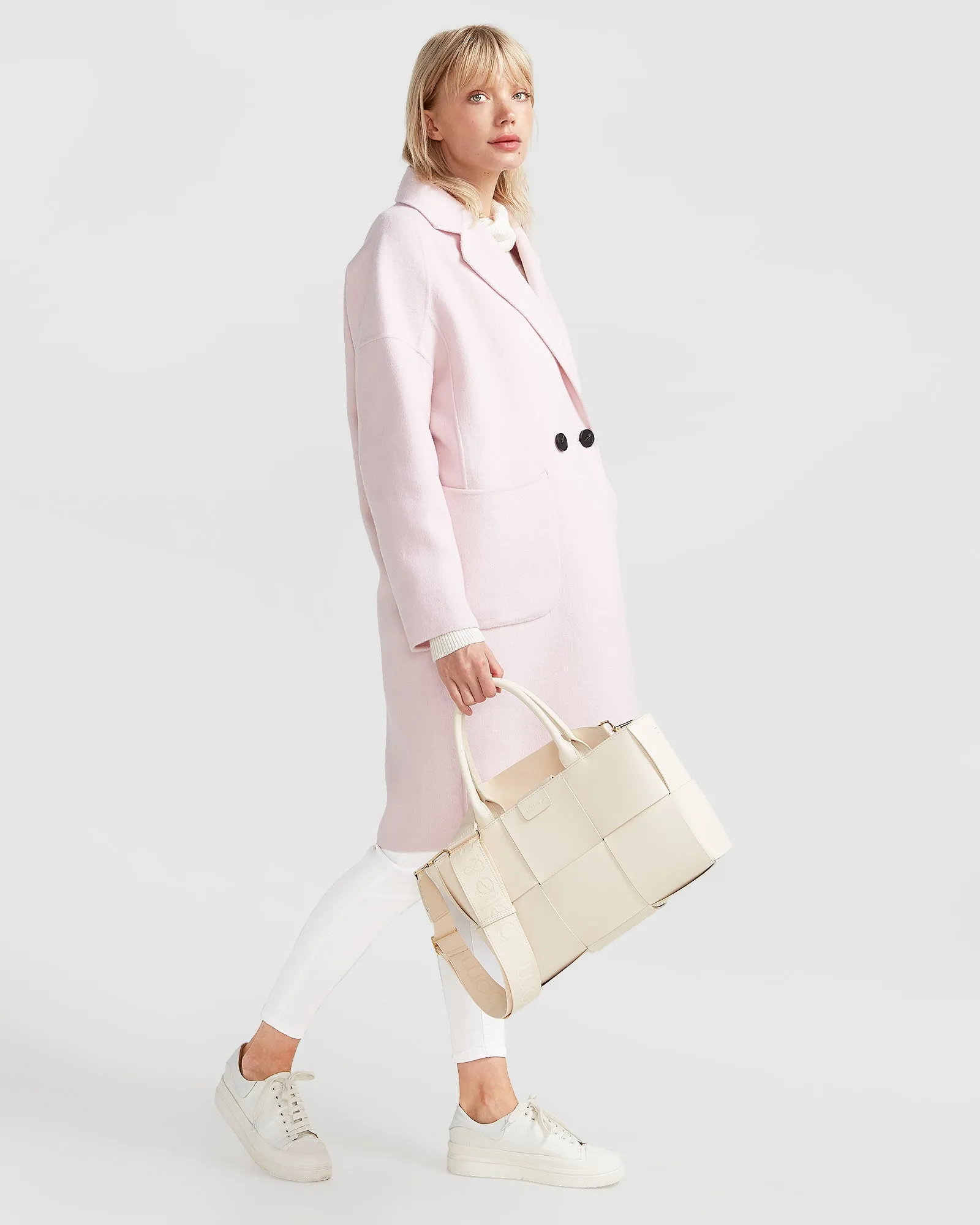 Publisher Double-Breasted Wool Blend Coat - Pale Pink