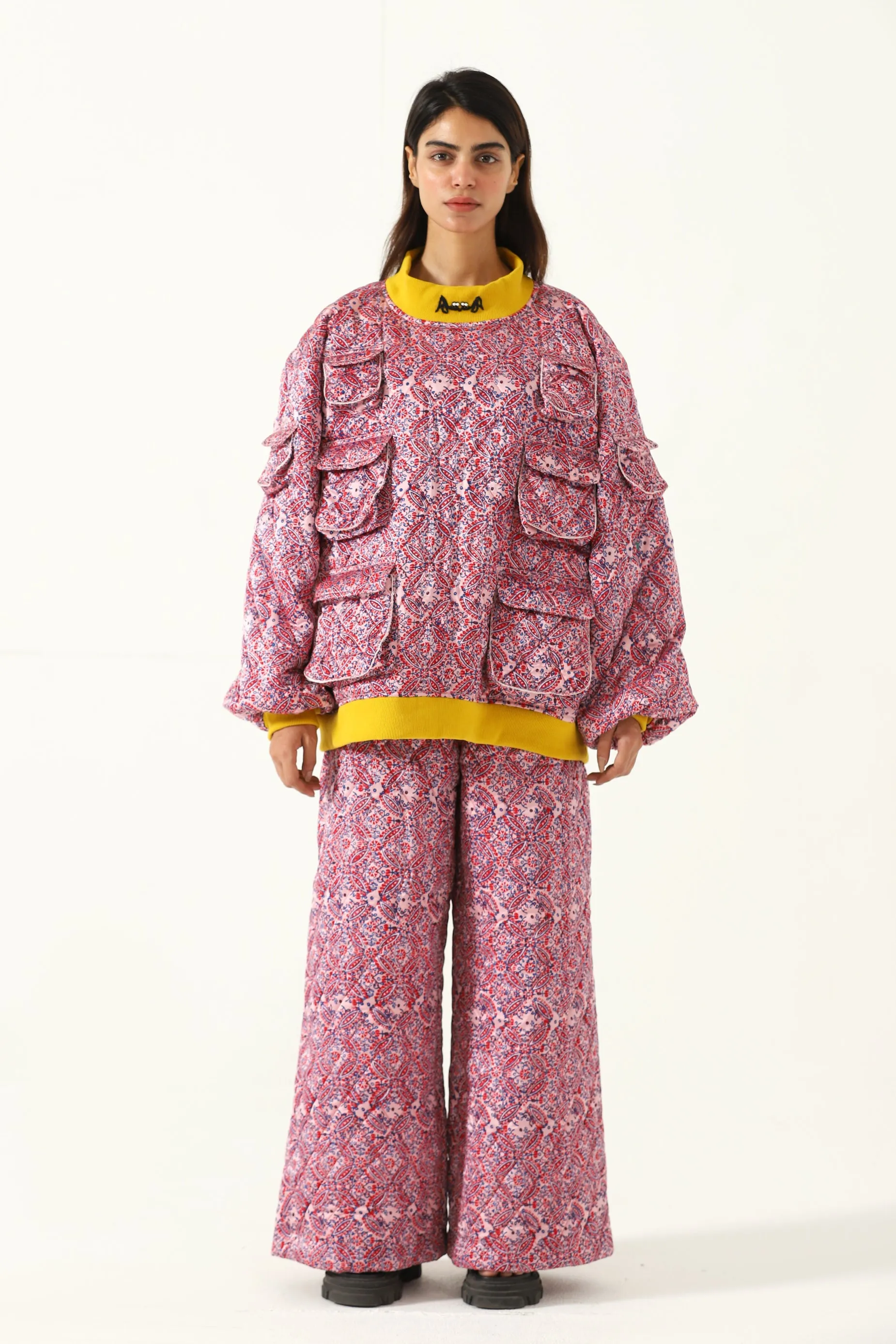 "HAVELI" QUILTED SILK BLOCKPRINT SWEATSHIRT