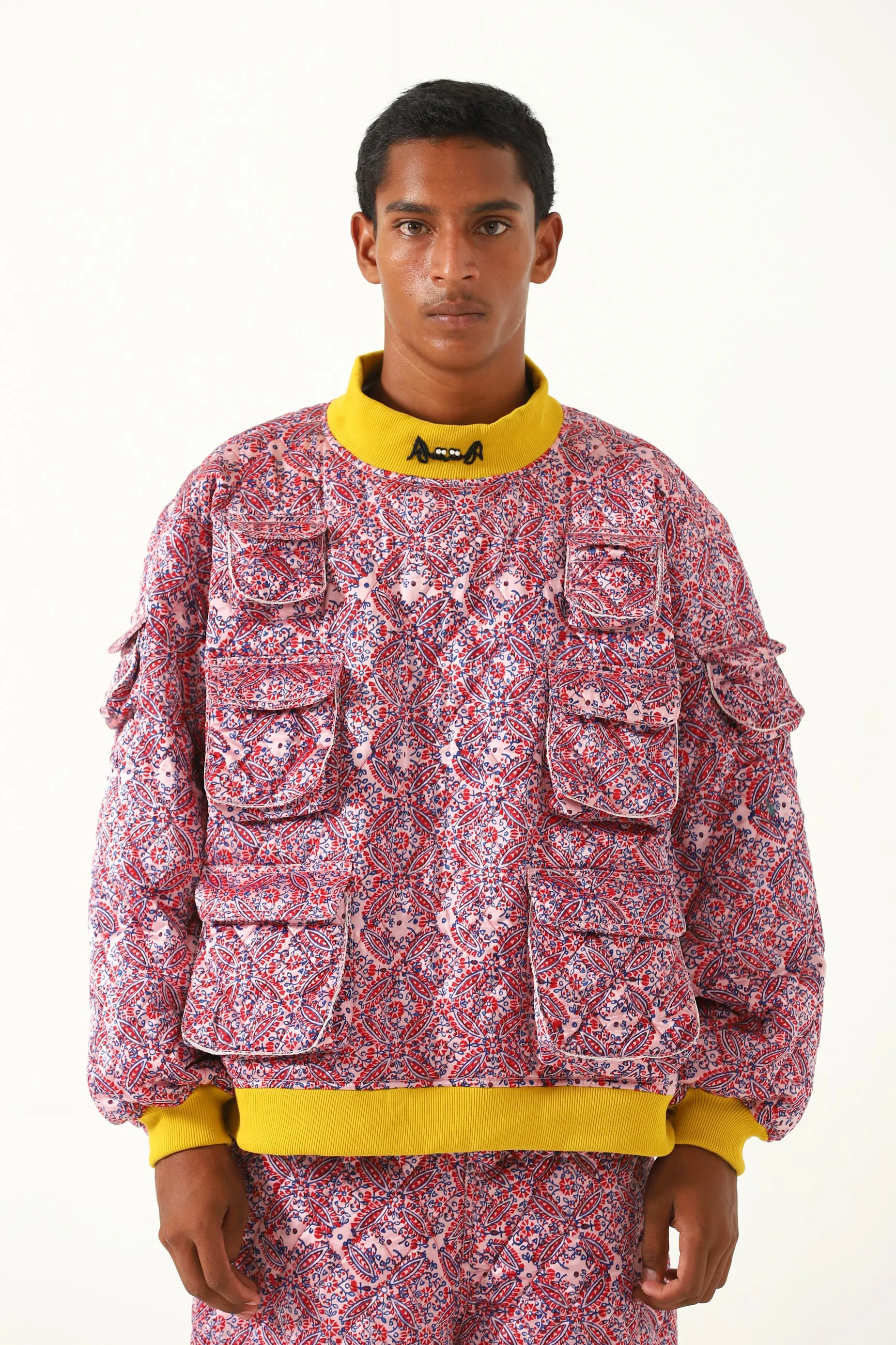 "HAVELI" QUILTED SILK BLOCKPRINT SWEATSHIRT